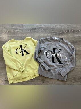 Calvin Klein Crewneck Sweatshirts in Yellow and Gray with Bold CK Logo